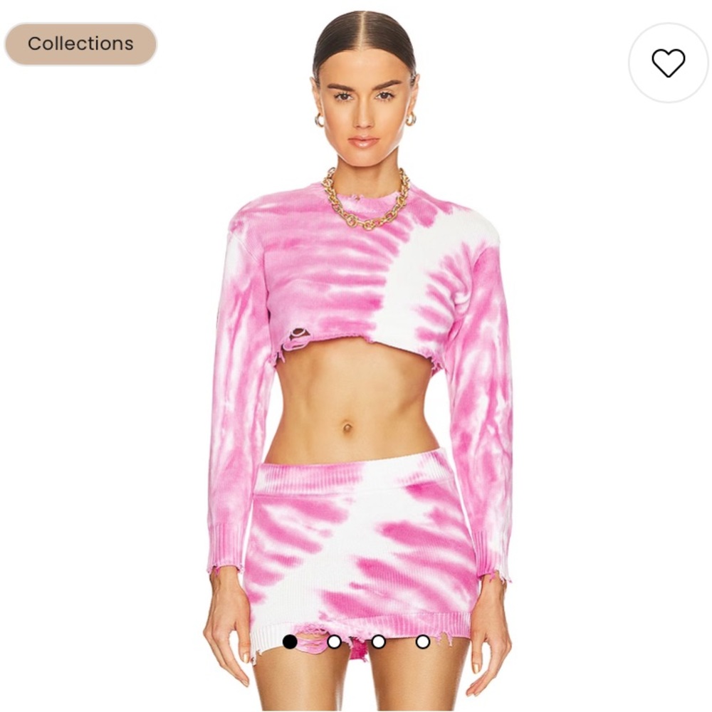 NWT Ser.o.ya Paige cropped sweater pink and white tie dye revolve